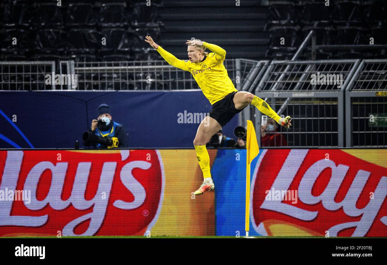 Torjubel: Erling Haaland (BVB) Borussia Dortmund - FC Sevilla 09.03.2021, Fussball, Training; 1. Bundesliga, Saison 2020/21  Foto: Moritz Müller  Copy Stock Photo