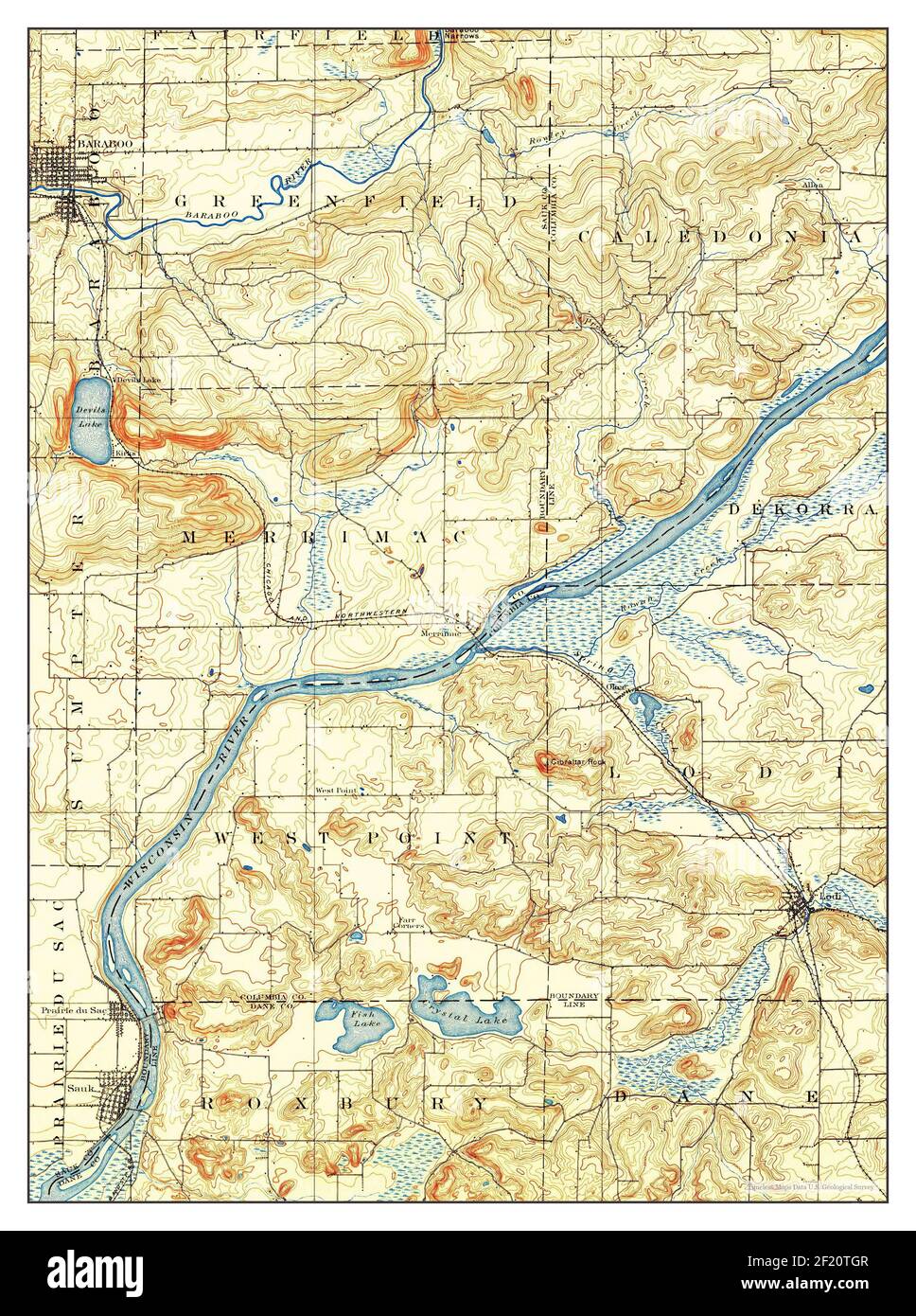 Lord Of Maps Wisconsin Baraboo, Wisconsin, Map 1895, 1:62500, United States Of America By Timeless  Maps, Data U.s. Geological Survey Stock Photo - Alamy