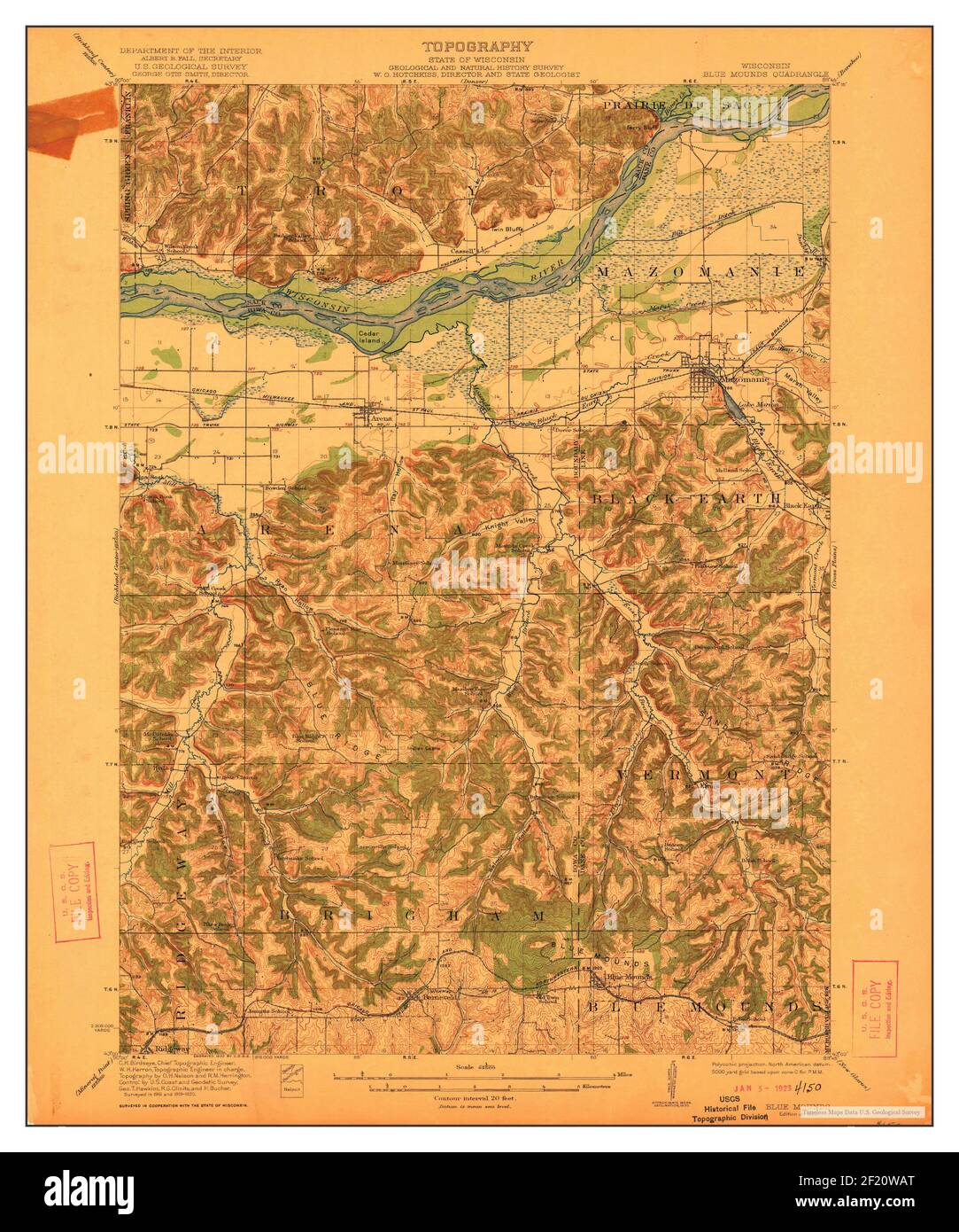 Blue Mounds, Wisconsin, map 1922, 162500, United States of America by Timeless Maps, data U.S