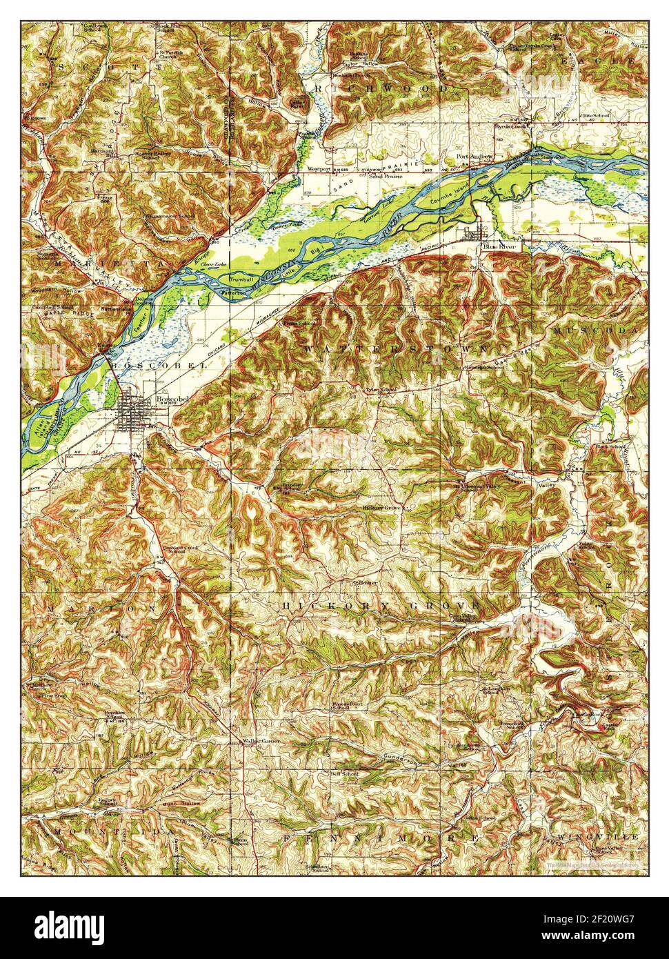Boscobel, Wisconsin, map 1933, 162500, United States of America by Timeless Maps, data U.S