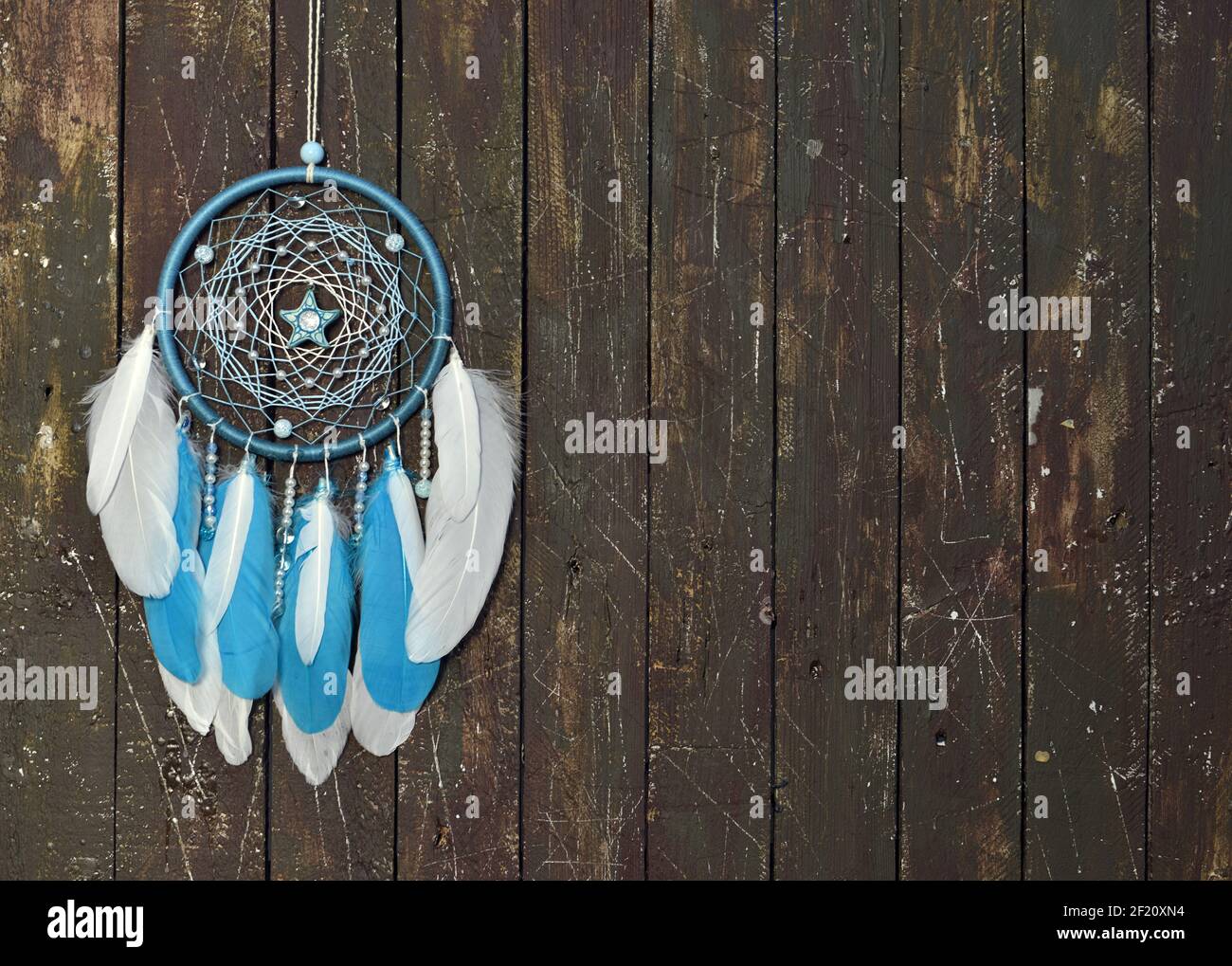 Feather Dream Catcher Blue Boho Pattern Print Hooded Blanket