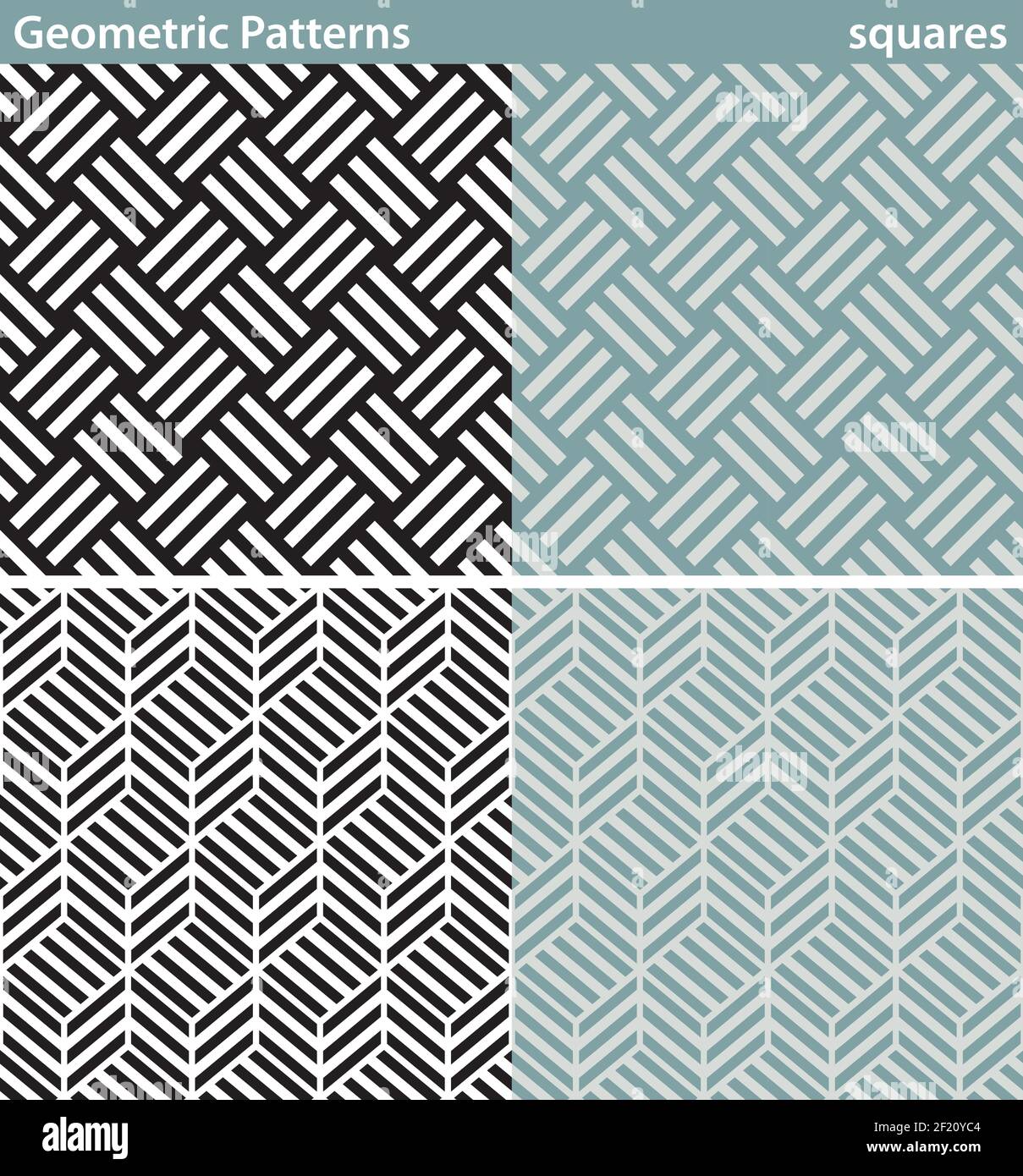 Four seamless patterns with geometric motifs. Stock Vector