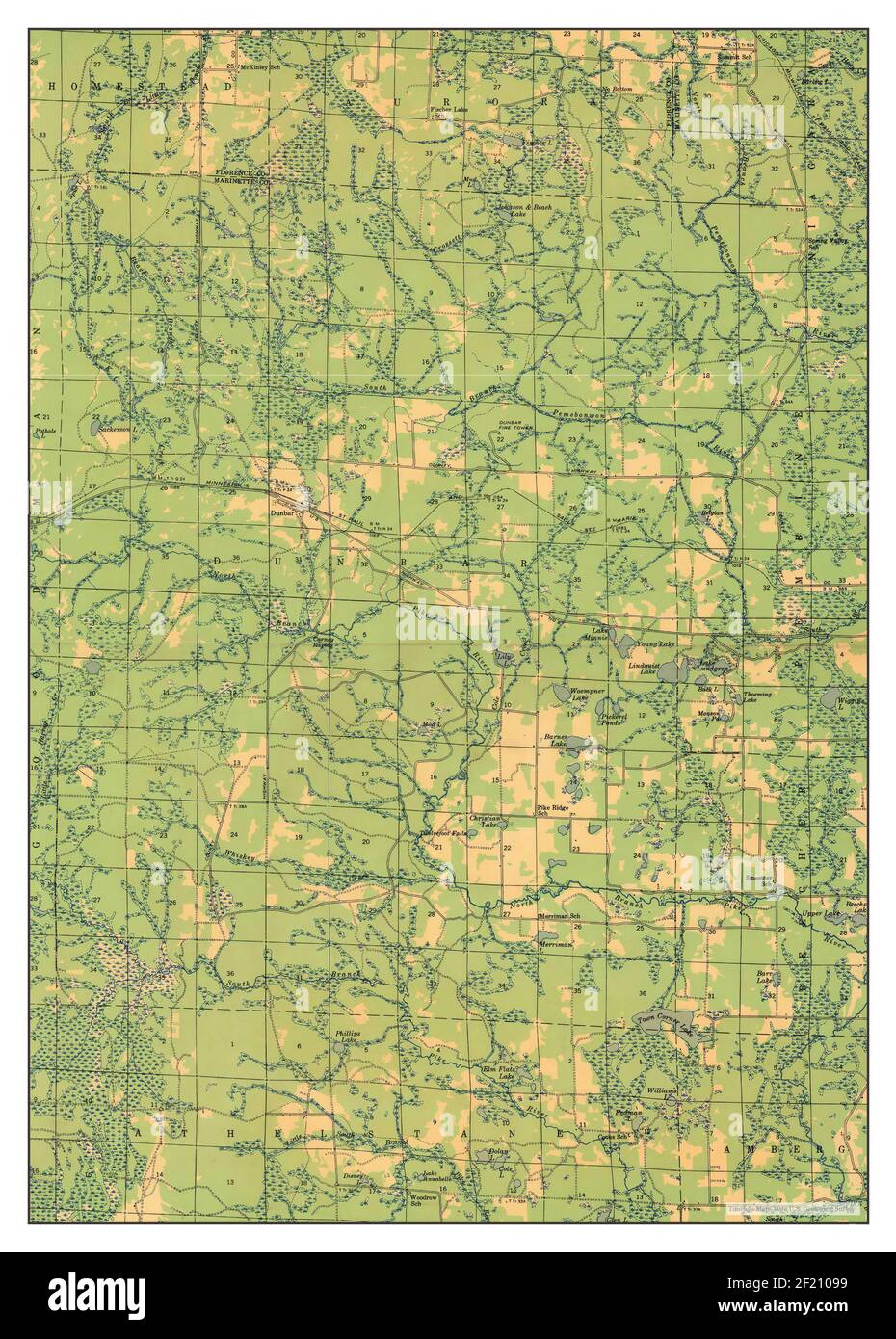 Dunbar, Wisconsin, map 1947, 148000, United States of America by