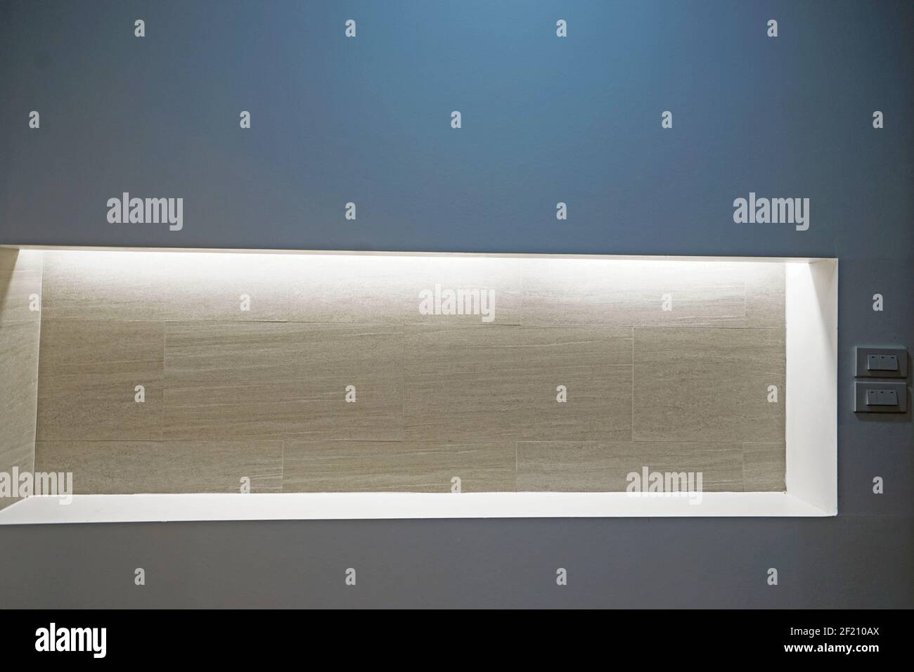 White recessed wall shelf with lighting Stock Photo Alamy