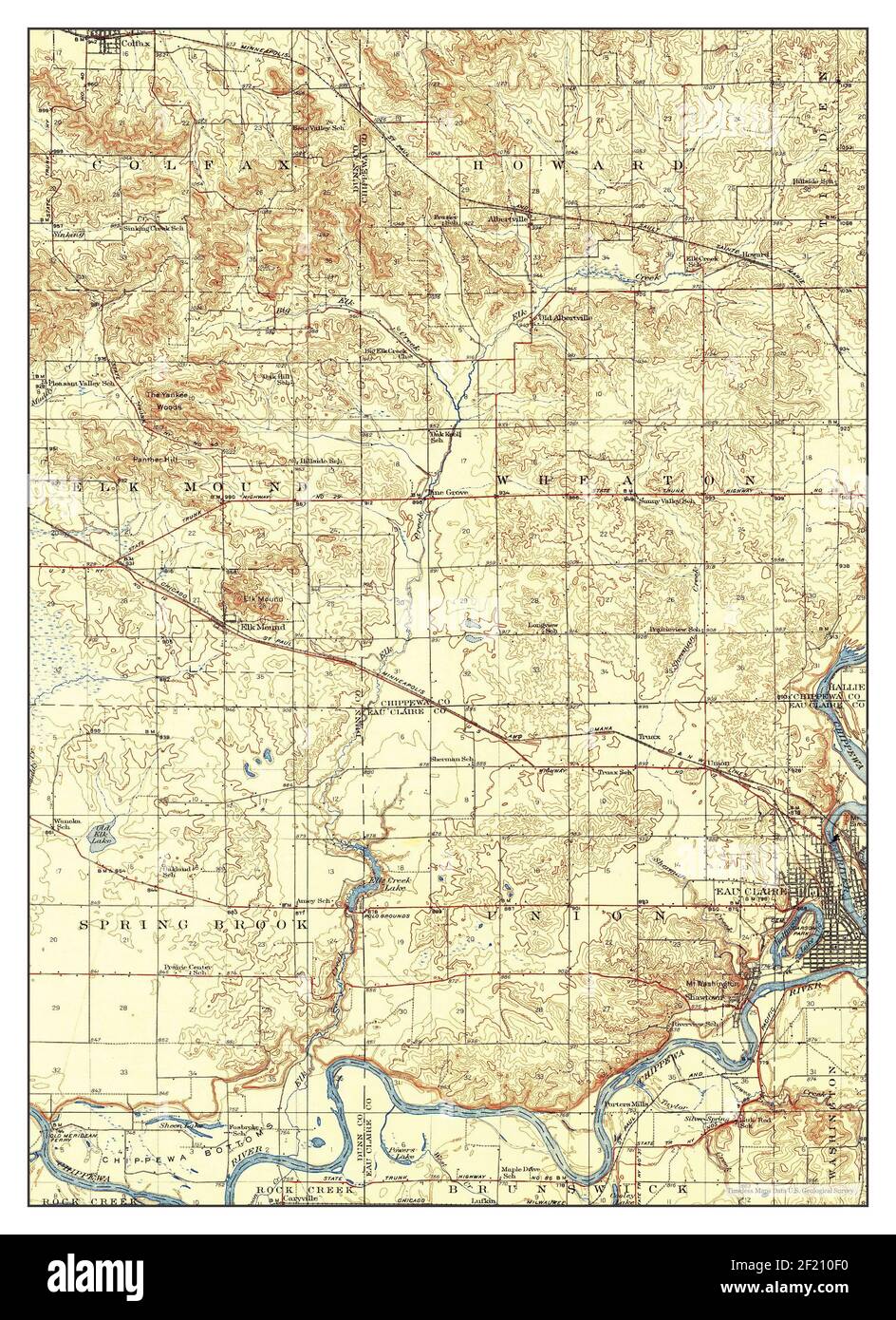 Elk Mound, Wisconsin, map 1936, 1:62500, United States of America by ...