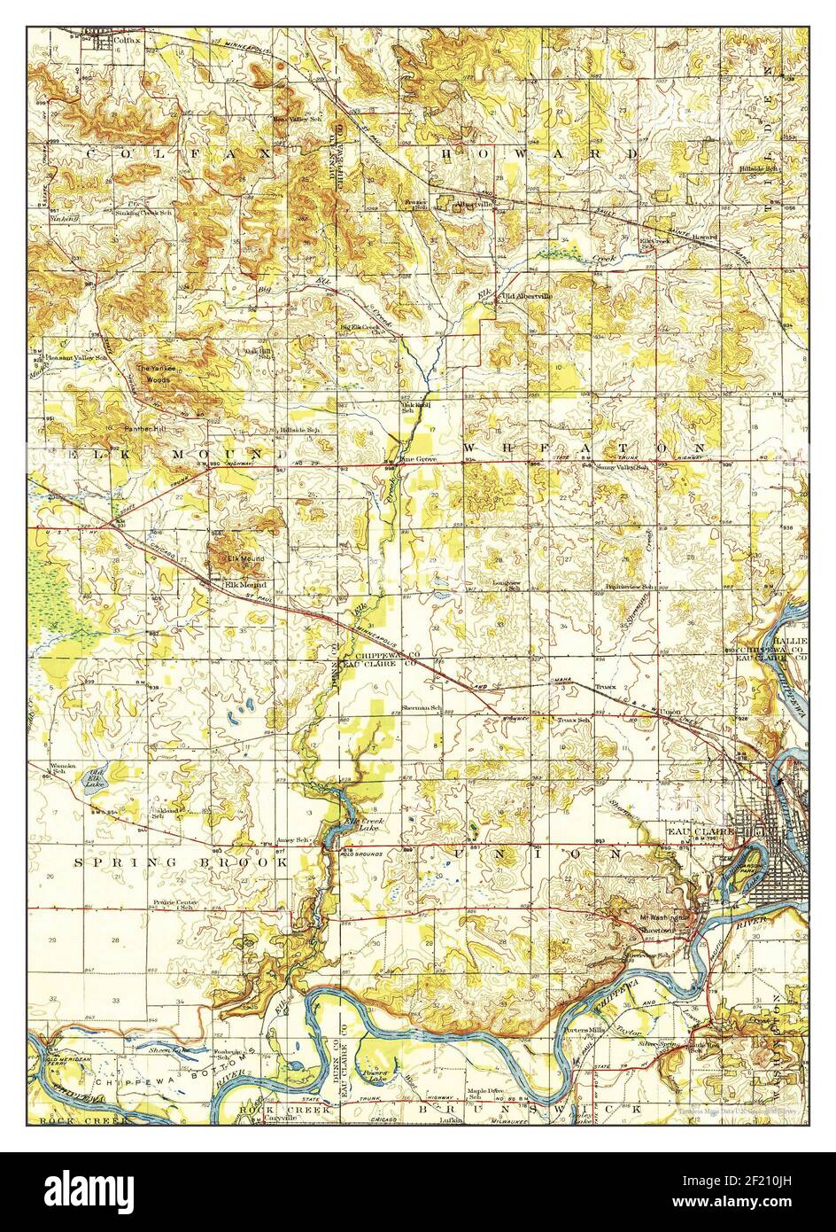 Elk Mound, Wisconsin, map 1936, 162500, United States of America by