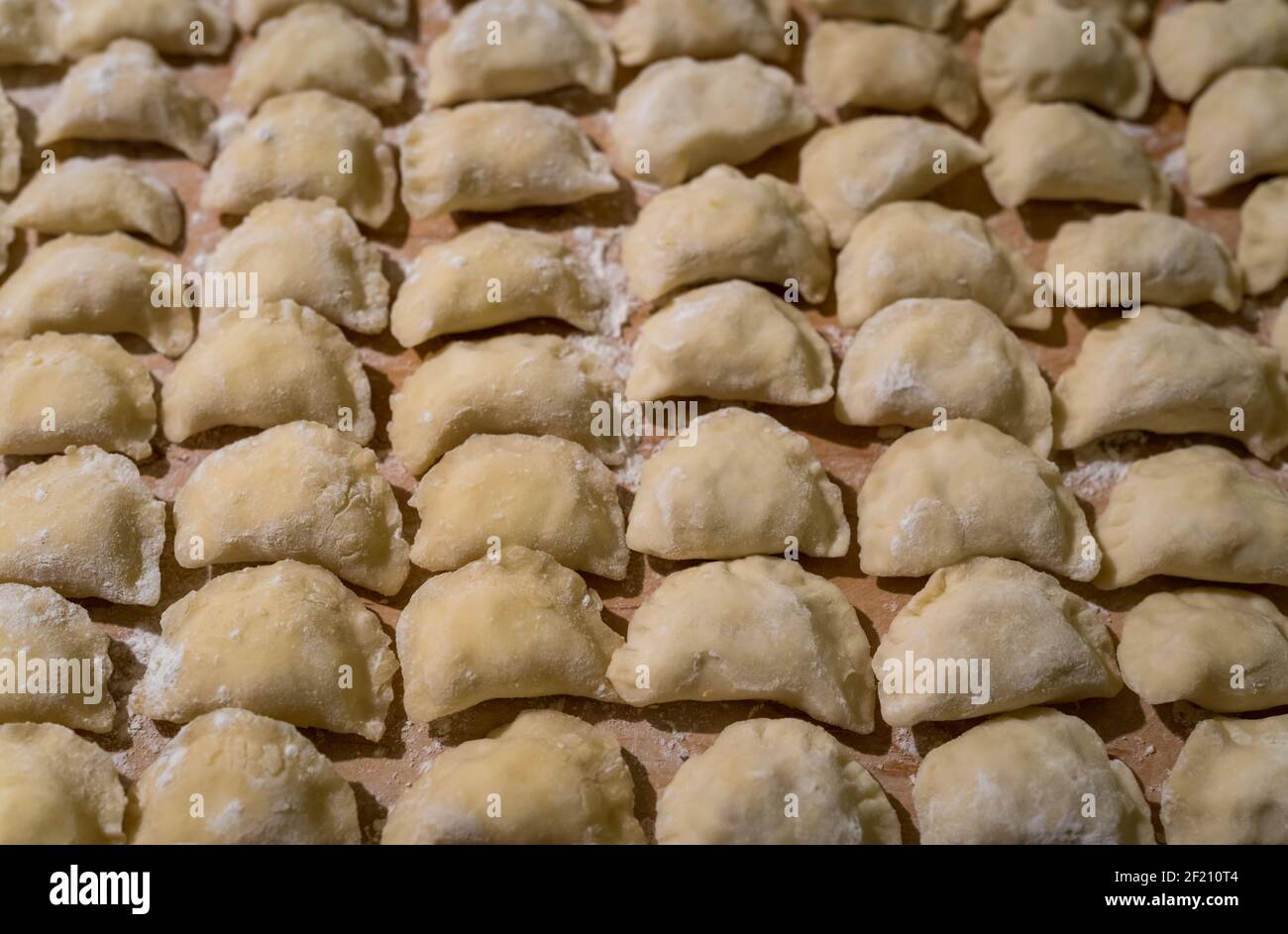 Traditonal Polish food called pierogi in raw form Stock Photo