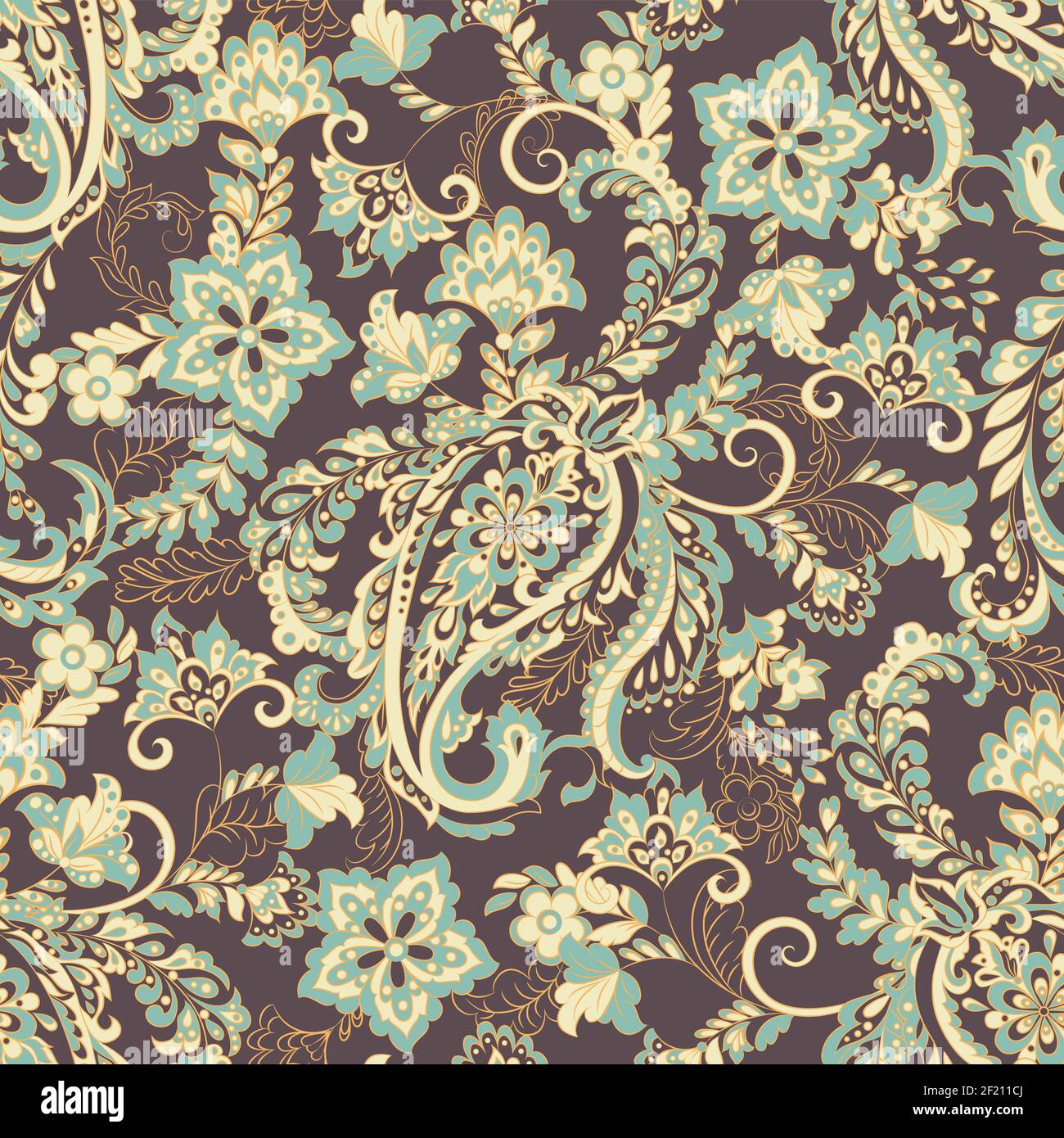 Paisley seamless floral pattern. Vector vintage background Stock Vector ...