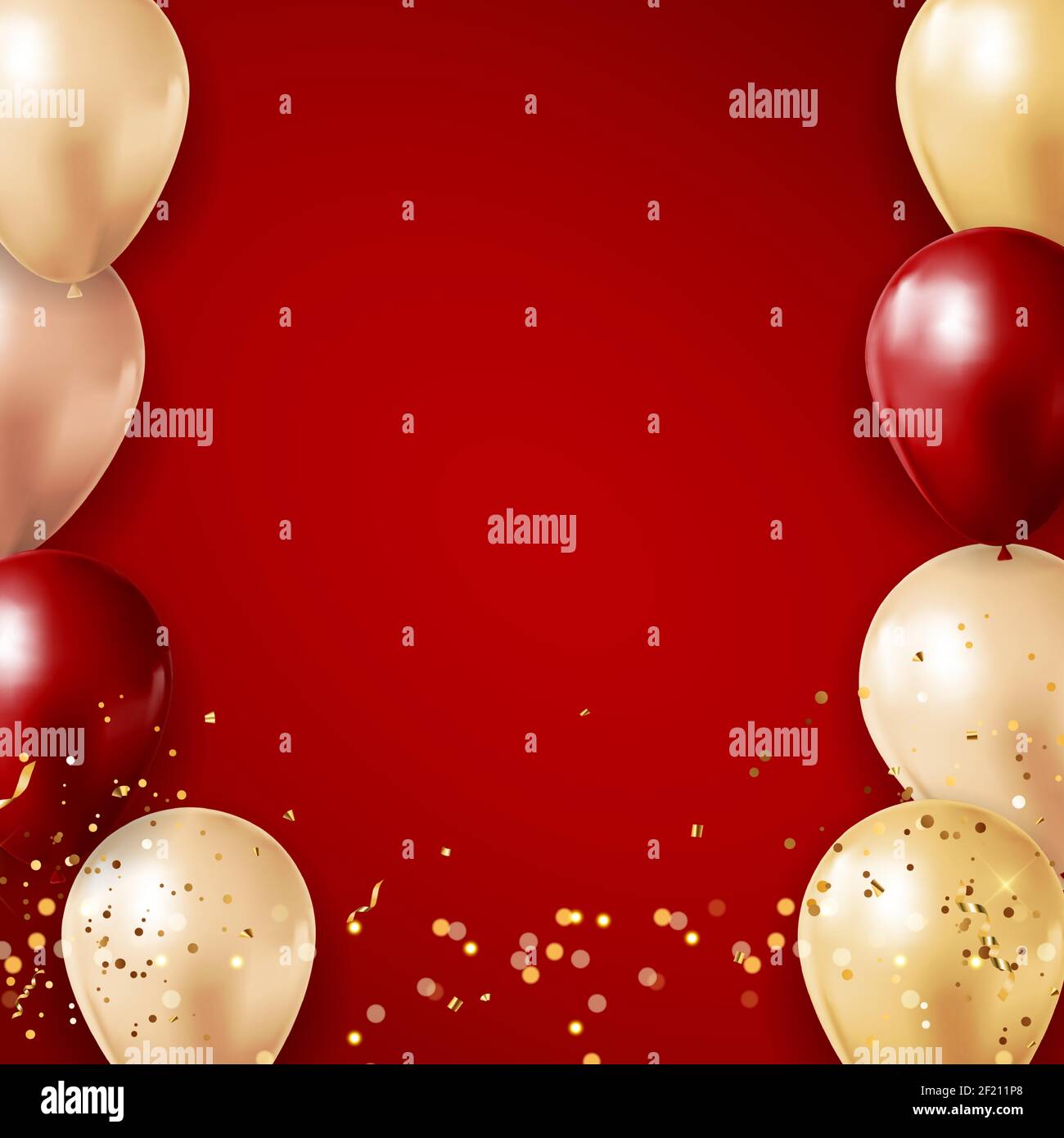 Red Background Gold Ballons