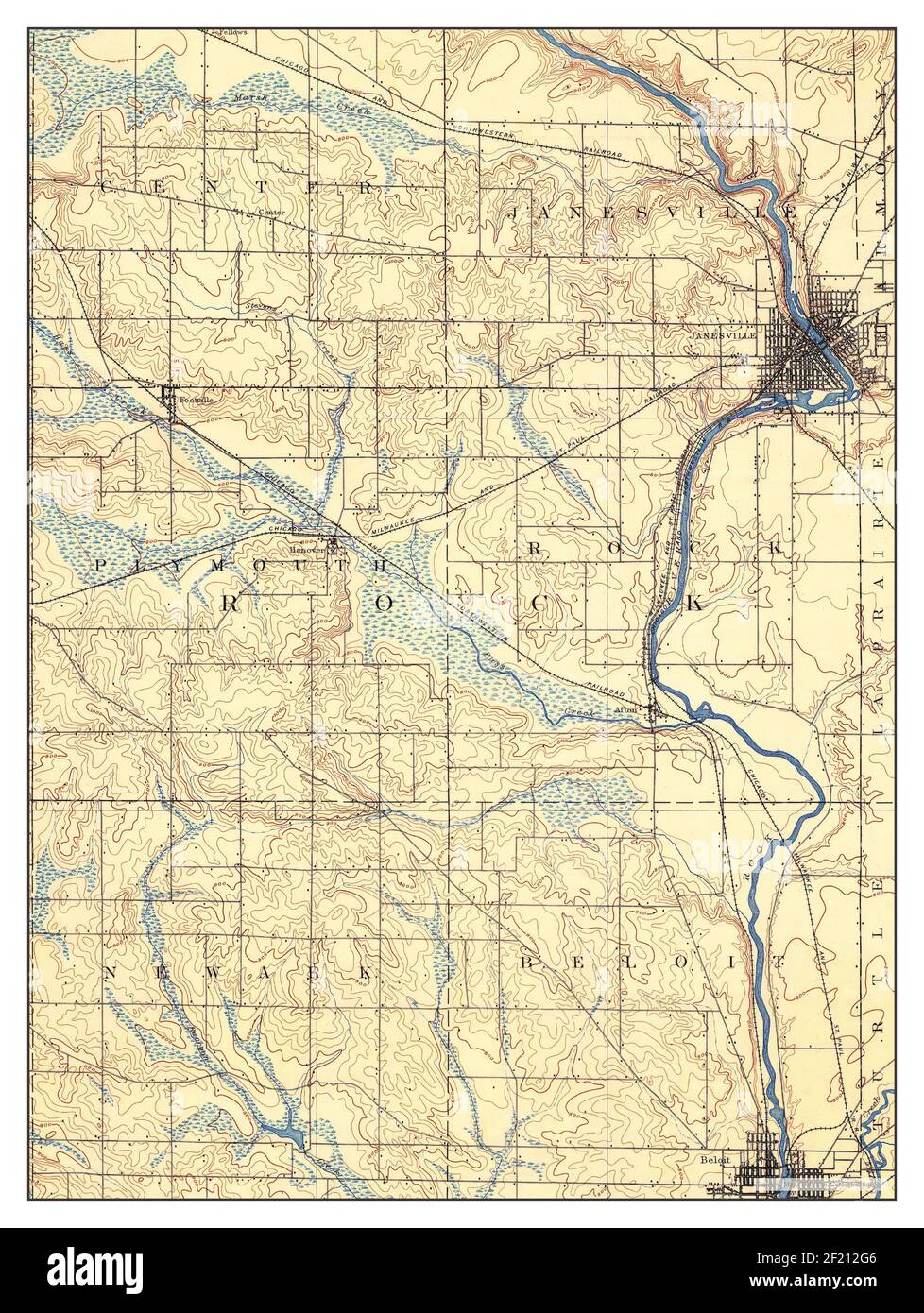 Janesville, Wisconsin, map 1891, 1:62500, United States of America by Timeless Maps, data U.S. Geological Survey Stock Photo