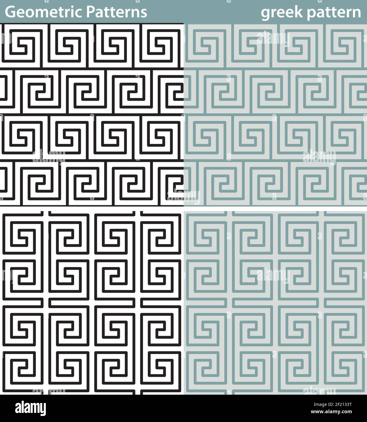 Four seamless patterns with geometric motifs. Stock Vector