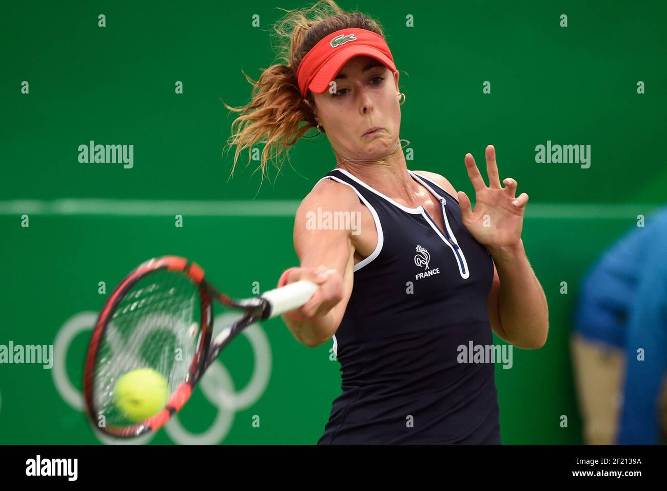 France's Alize Cornet in action during her Tennis Women's Single match  against Johanna Larsson of Sweden during the Olympic Games RIO 2016, Tennis,  on August 7, 2016, in Rio, Brazil - Photo