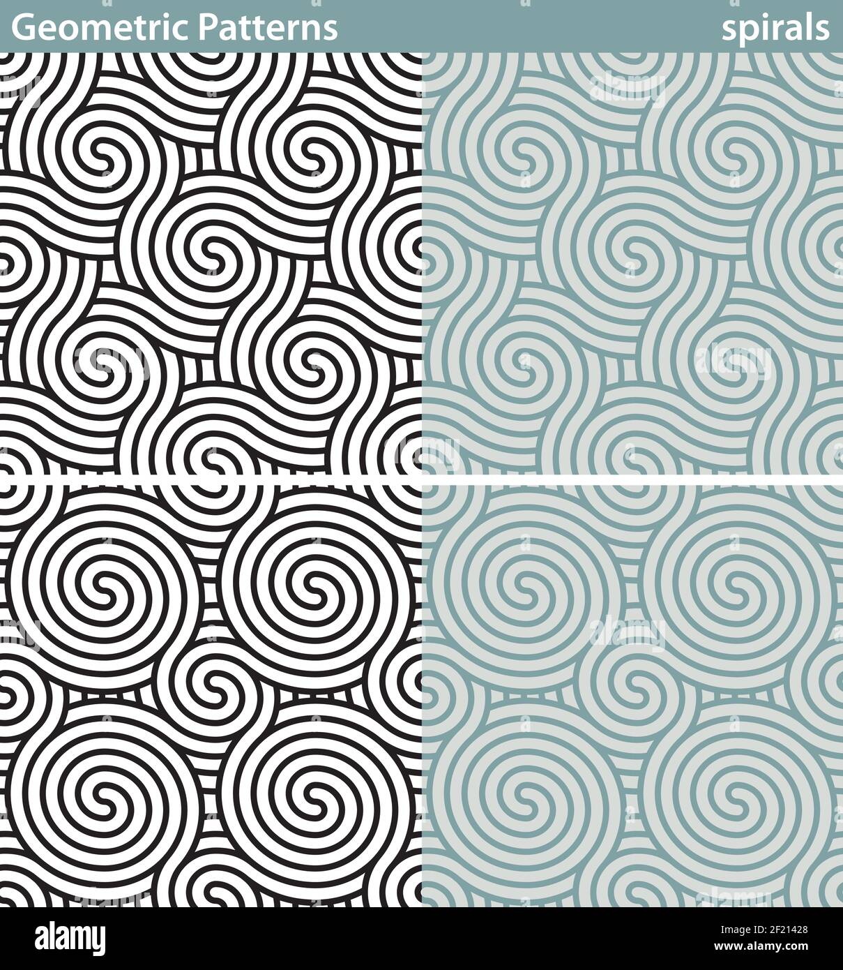 Four seamless patterns with geometric motifs. Stock Vector