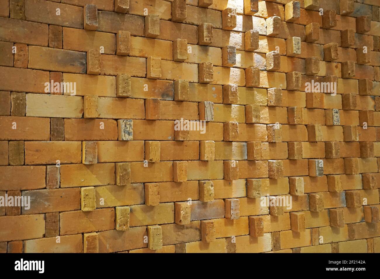 Close up texture and detail of old grunge red brick wall background ...
