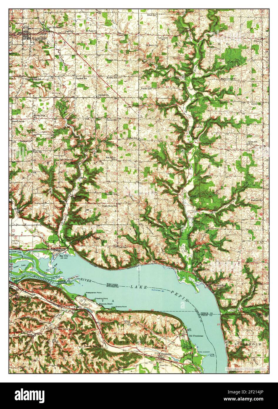 Maiden Rock, Wisconsin, map 1950, 162500, United States of America by