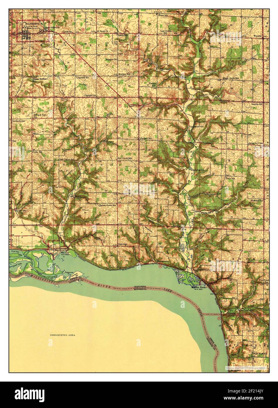 Maiden Rock, Wisconsin, map 1940, 162500, United States of America by