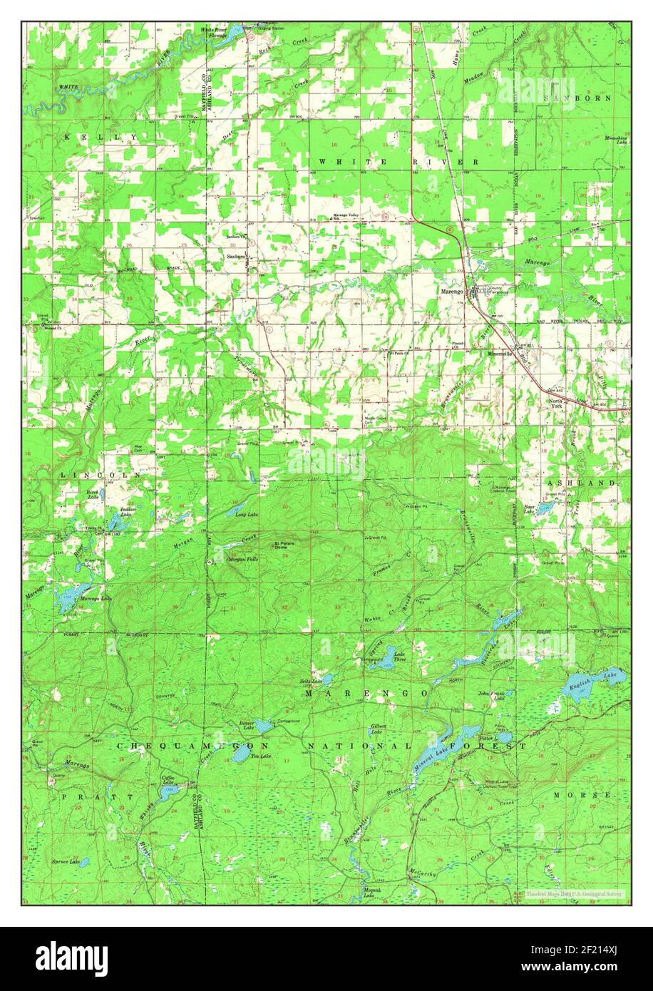 Marengo, Wisconsin, map 1967, 1:62500, United States of America by Timeless Maps, data U.S. Geological Survey Stock Photo