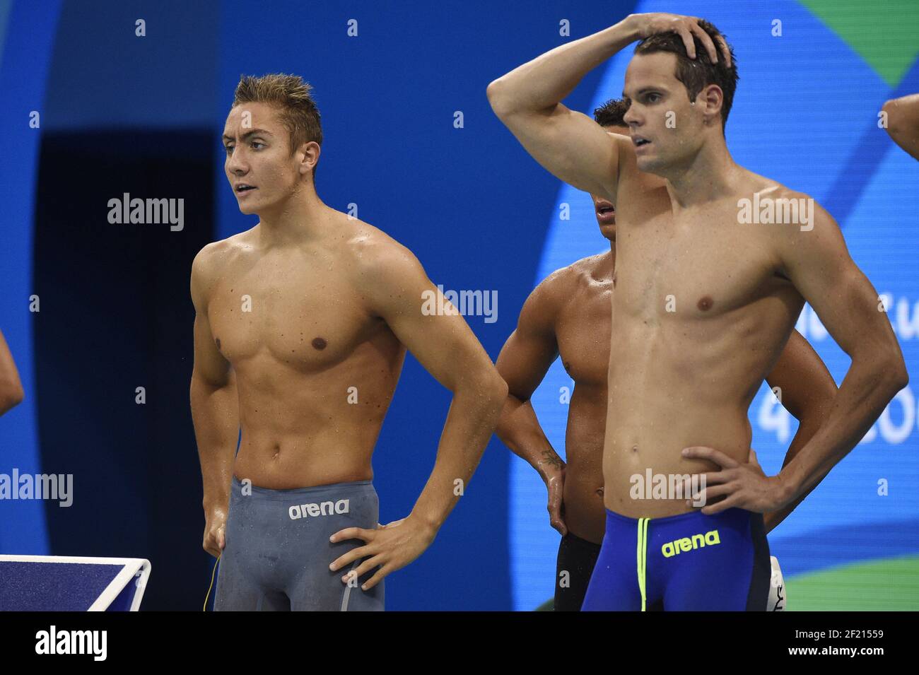 Jordan Pothain, Gregory Mallet, Jorys Bourelly and Damien Joly for France  compete on Men's 4X200 m Freestyle Relay during the Olympic Games RIO 2016,  Swimming, on August 9, 2016, in Rio, Brazil -