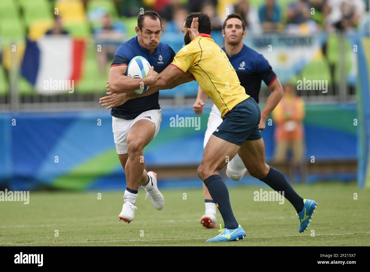 France's Damien Cler Rugby Sevens Men's during the Olympic Games RIO 2016, Rugby Sevens Men, France v Spain, on August 10, 2016, in Rio, Brazil - Photo Philippe Millereau / KMSP / DPPI Stock Photo