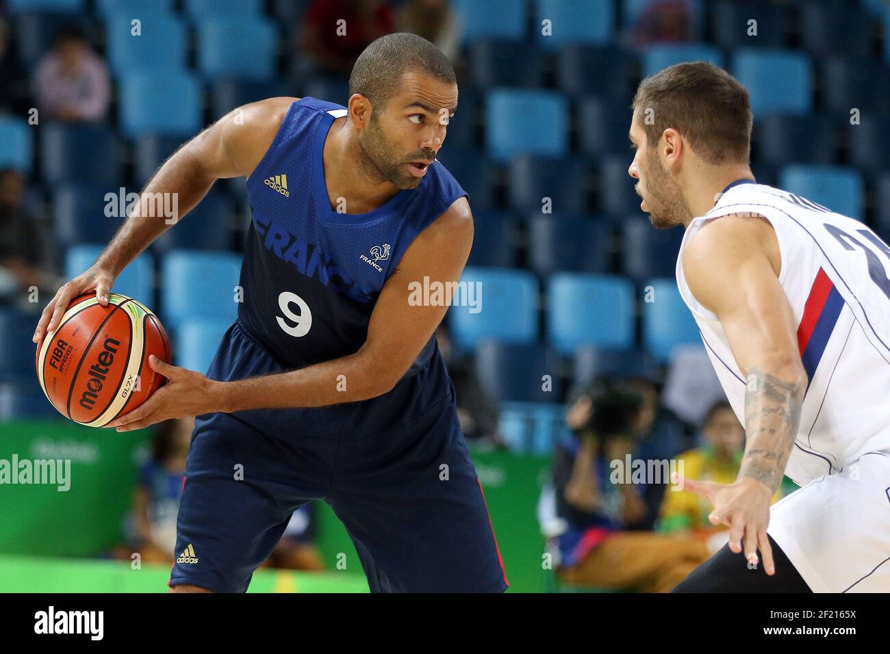 France s Tony Parker Basketball Men s in action against Stefan Jovic (SRB)  during the Olympic Games RIO 2016, Basketball Men, France v Serbia, on  August 10, 2016, in Rio, Brazil -
