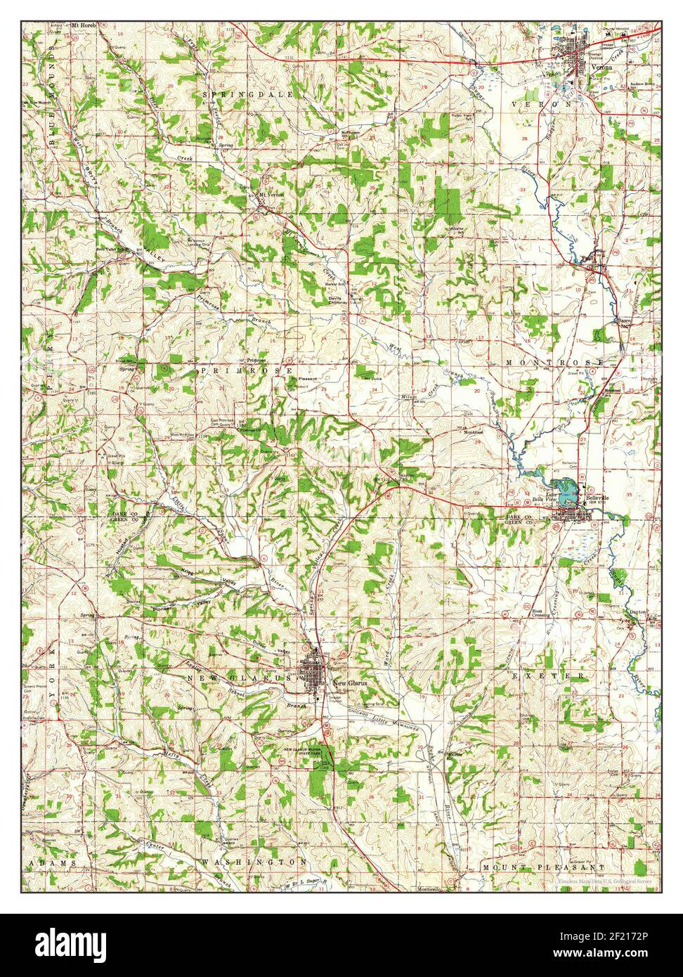 New Glarus, Wisconsin, map 1962, 162500, United States of America by