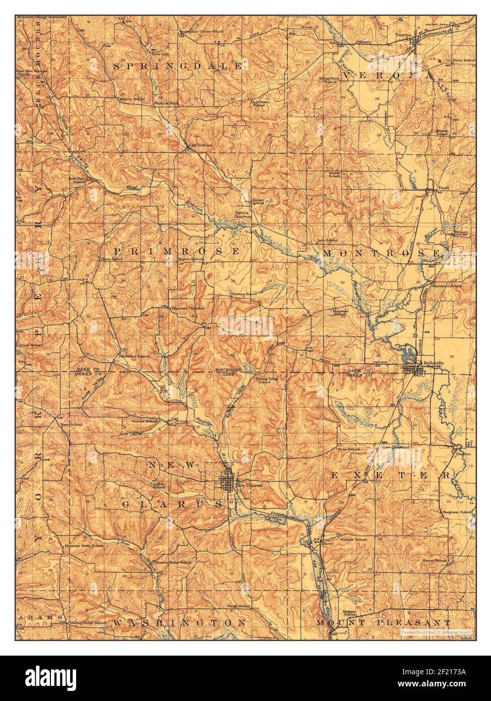 New Glarus, Wisconsin, map 1923, 162500, United States of America by