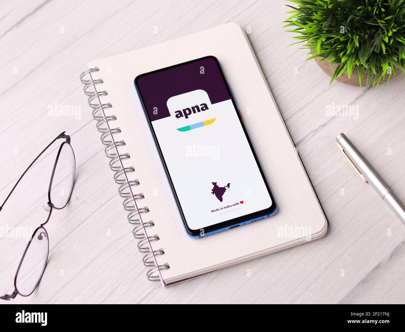 Assam, india - March 10, 2021 : Apna logo on phone screen stock image. Stock Photo