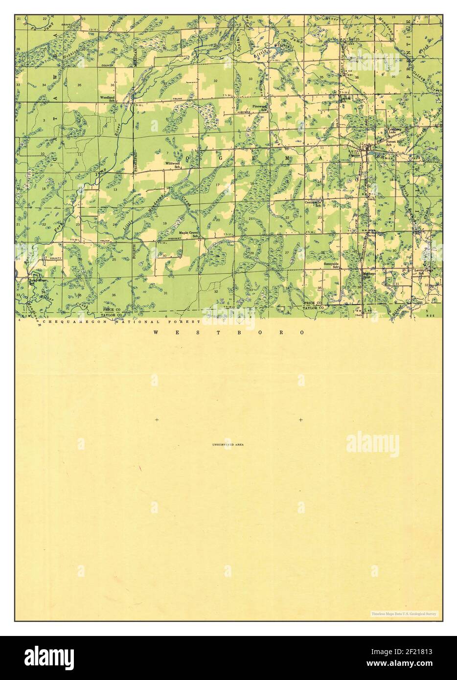 Ogema, Wisconsin, map 1944, 148000, United States of America by