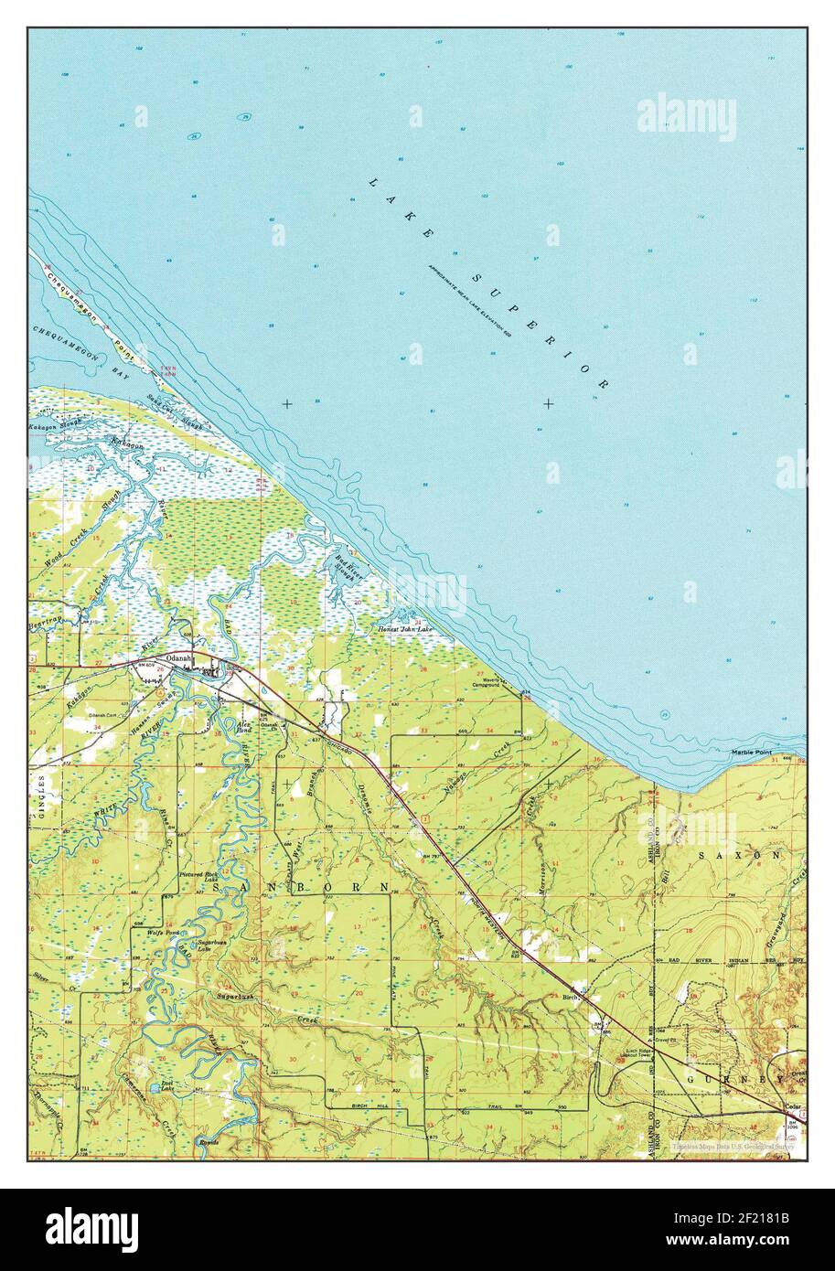 Odanah, Wisconsin, map 1964, 162500, United States of America by