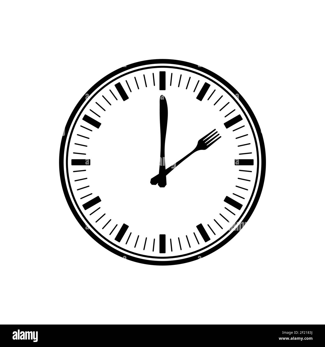 Clock cutlery black silhouette Stock Vector