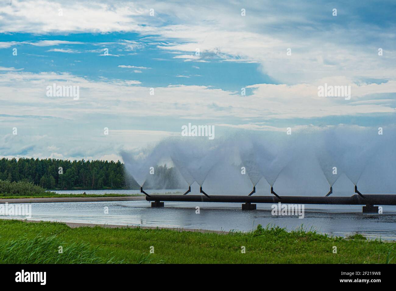 Spray ponds pools for cooling water in nuclear and electro power plant