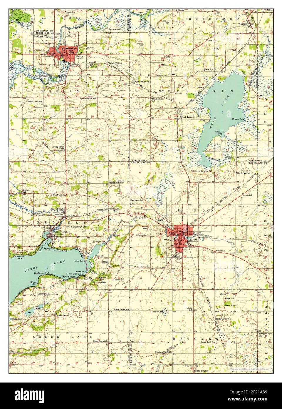 Ripon, Wisconsin, map 1956, 162500, United States of America by