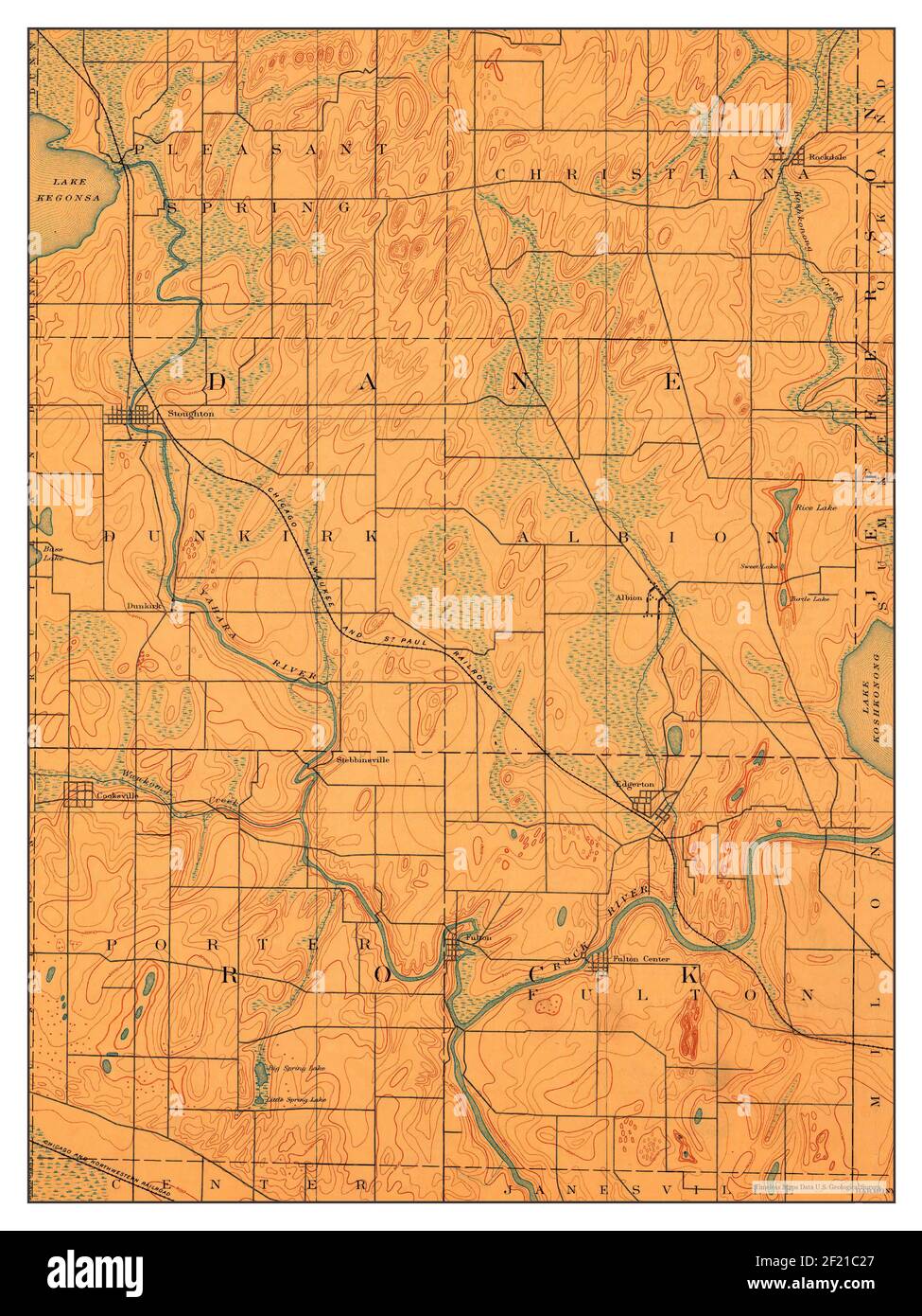 Stoughton, Wisconsin, map 1890, 1:62500, United States of America by Timeless Maps, data U.S. Geological Survey Stock Photo