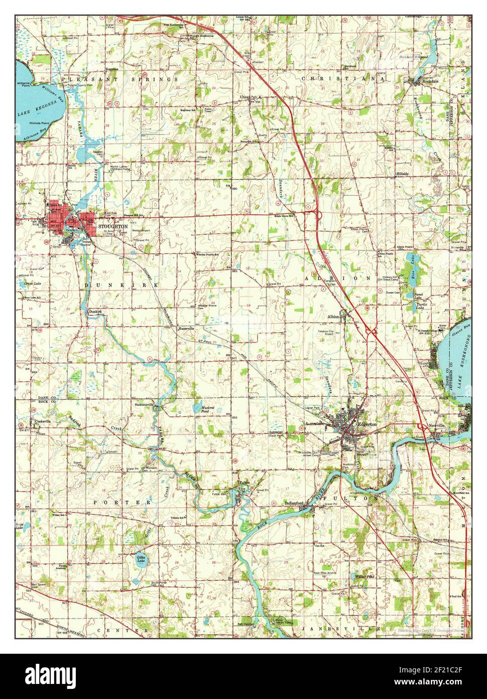 Stoughton, Wisconsin, map 1961, 1:62500, United States of America by Timeless Maps, data U.S. Geological Survey Stock Photo