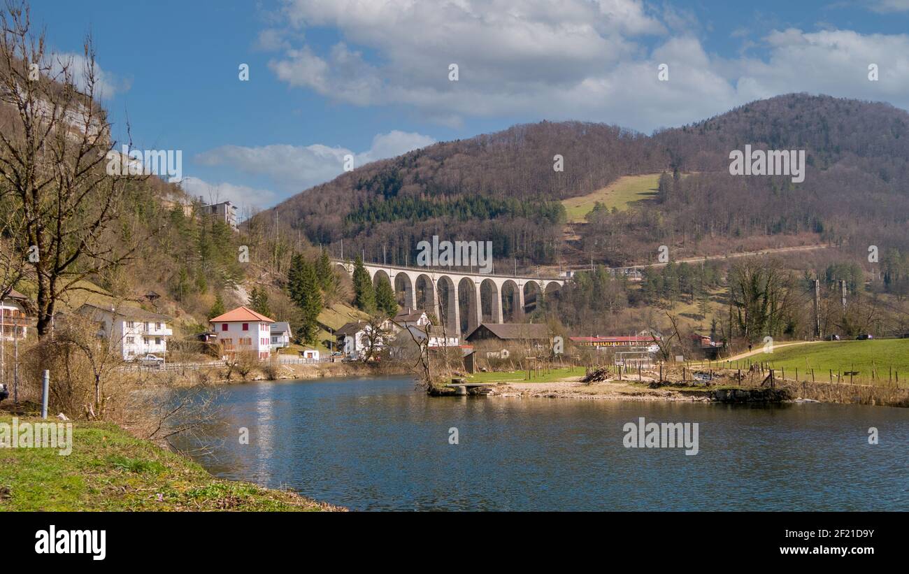 View of the river Doubs Stock Photo