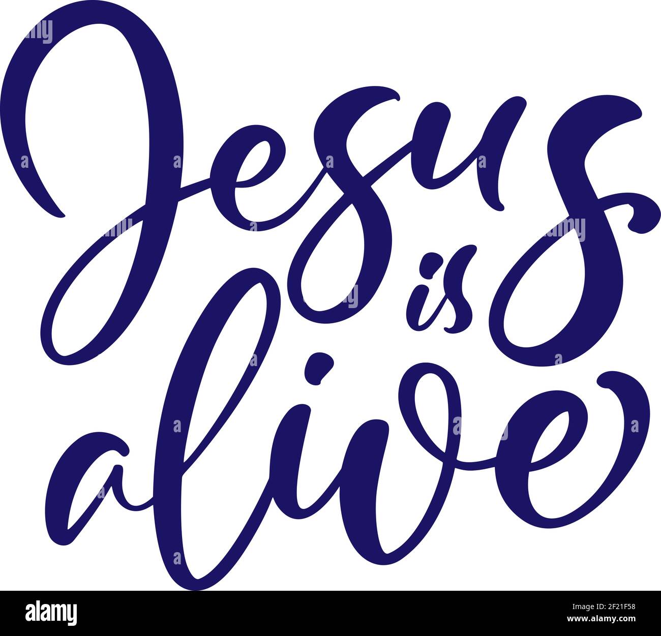 Hand drawn Jesus is alive Easter Calligraphy lettering Vector text