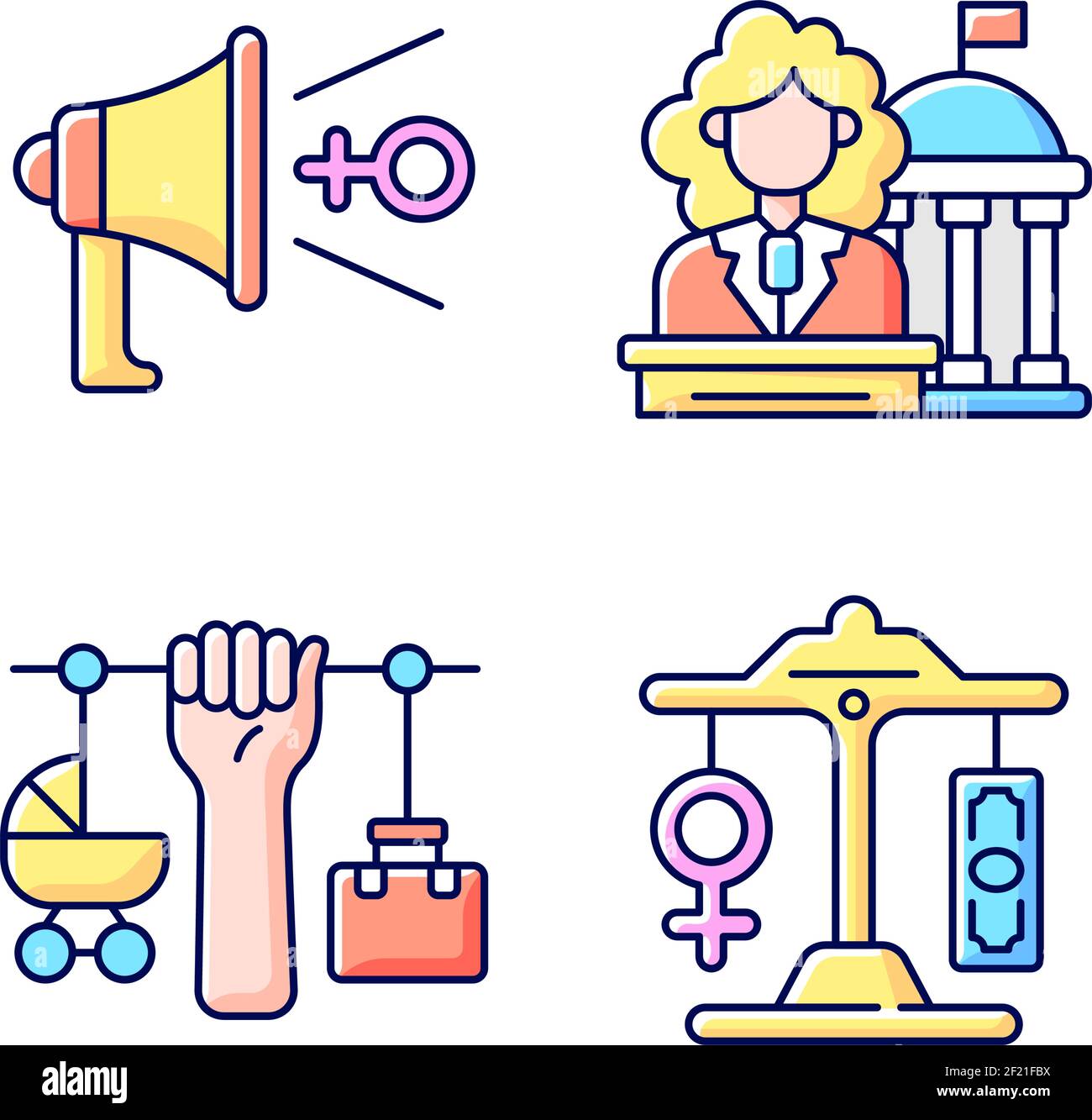 Feminism Rgb Color Icons Set Stock Vector Image And Art Alamy 5629