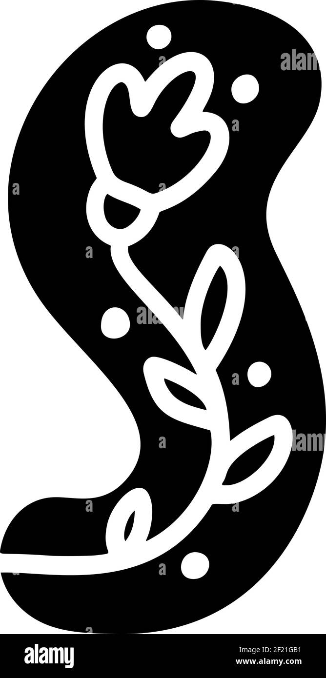 Vintage floral bold Letter S Logo spring. Classic S Summer Letter Design Vector with Black Color and Floral Hand Drawn with monoline pattern Stock Vector