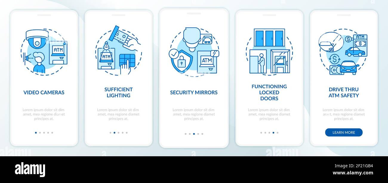 ATM safety tips onboarding mobile app page screen with concepts Stock ...