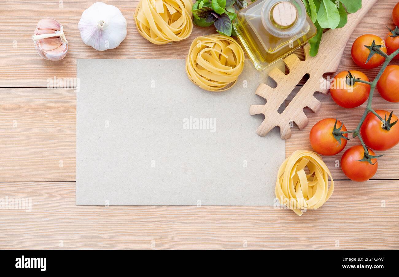 Italian foods concept and menu design . The ingredients for homemade ...