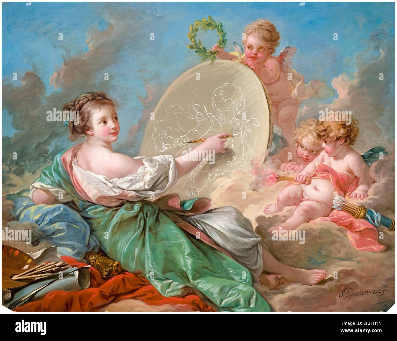 François Boucher painting, Allegory of Painting, 1765 Stock Photo
