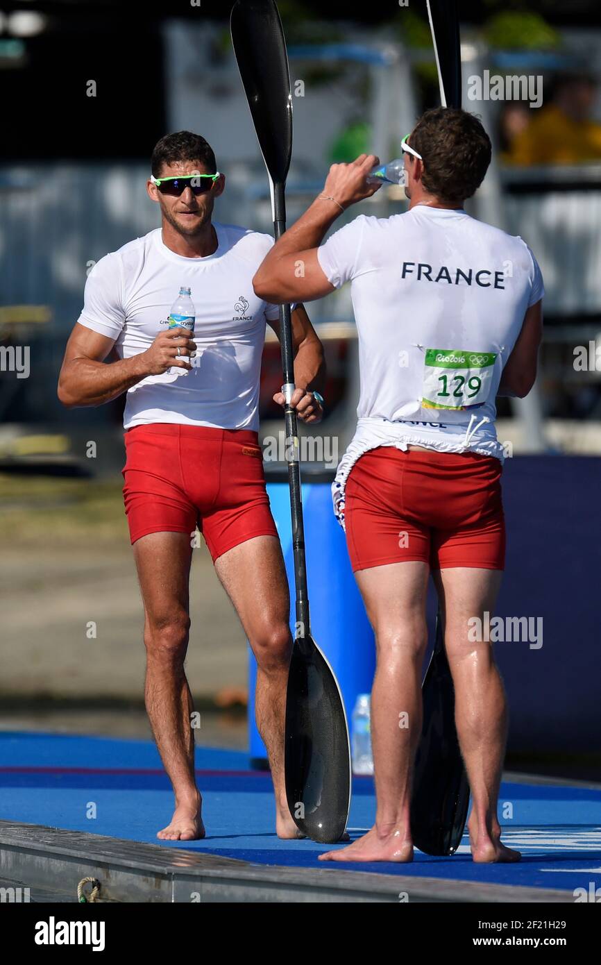 France's Arnaud Hybois and Etienne Hubert compete in Kayak Men's Double  1000m during the Olympic Games