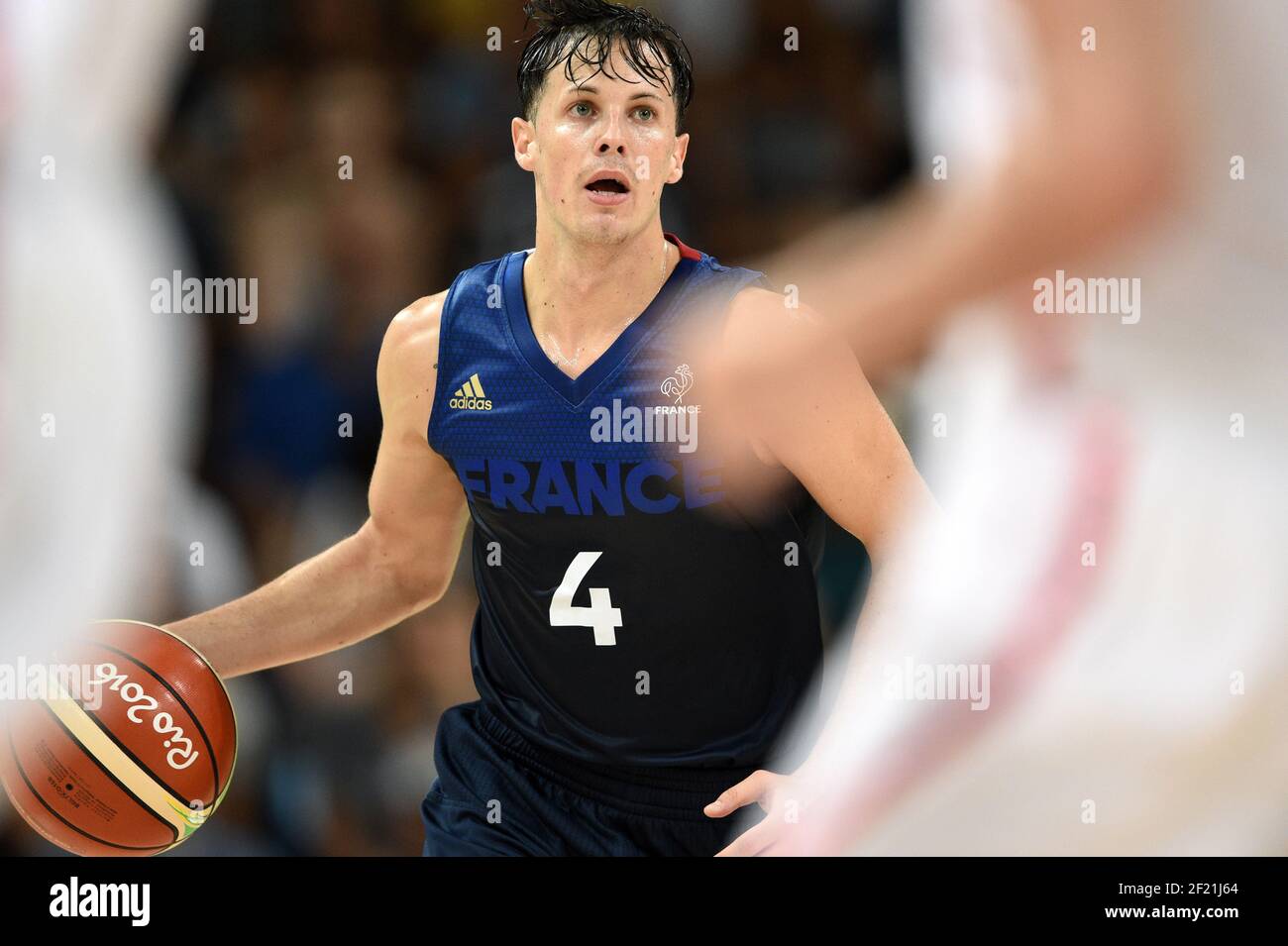 France's Thomas Heurtel competes in Basketball Men's in quarter final Spain  vs France during the Olympic
