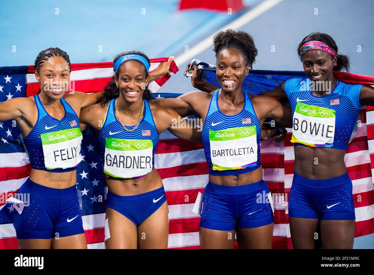 Womens 4X100 relay, Team USA winner gold medal during the Olympic Games