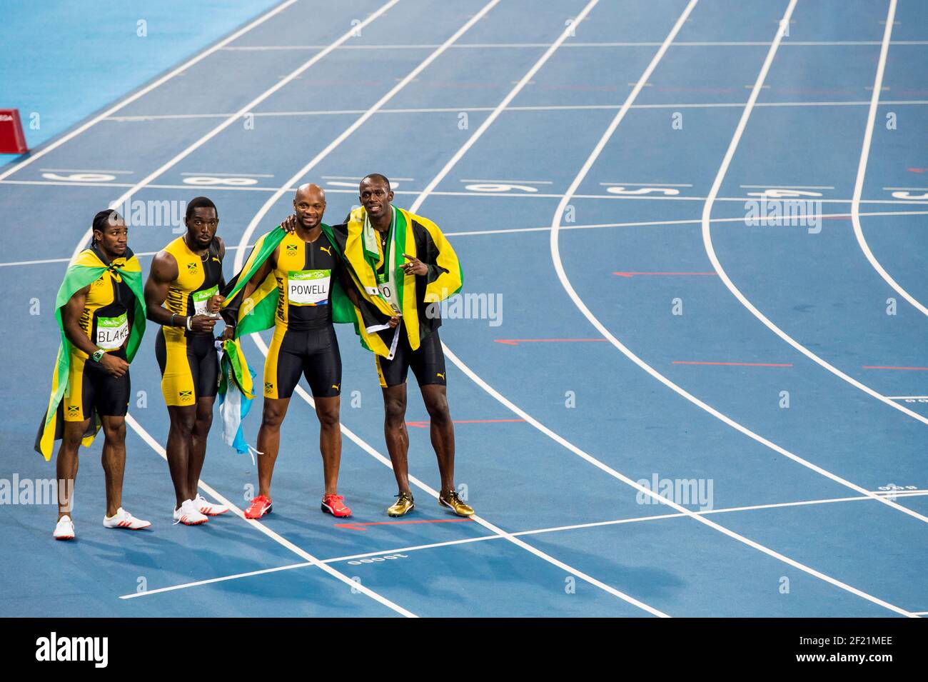 Men's 4X100m relay Team Jamaica winner goldcmedal during the Olympic Games RIO 2016, Athletics, on August 19, 2016, in Rio, Brazil - Photo Vincent Curutchet / KMSP / DPPI Stock Photo