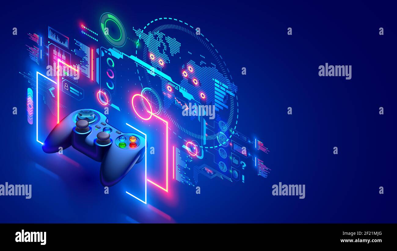 Online video games concept banner. E sports in Computer