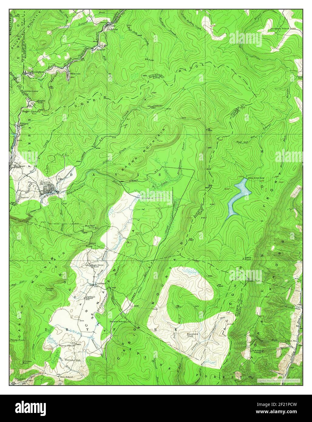 Davis, West Virginia, map 1919, 1:62500, United States of America by Timeless Maps, data U.S. Geological Survey Stock Photo