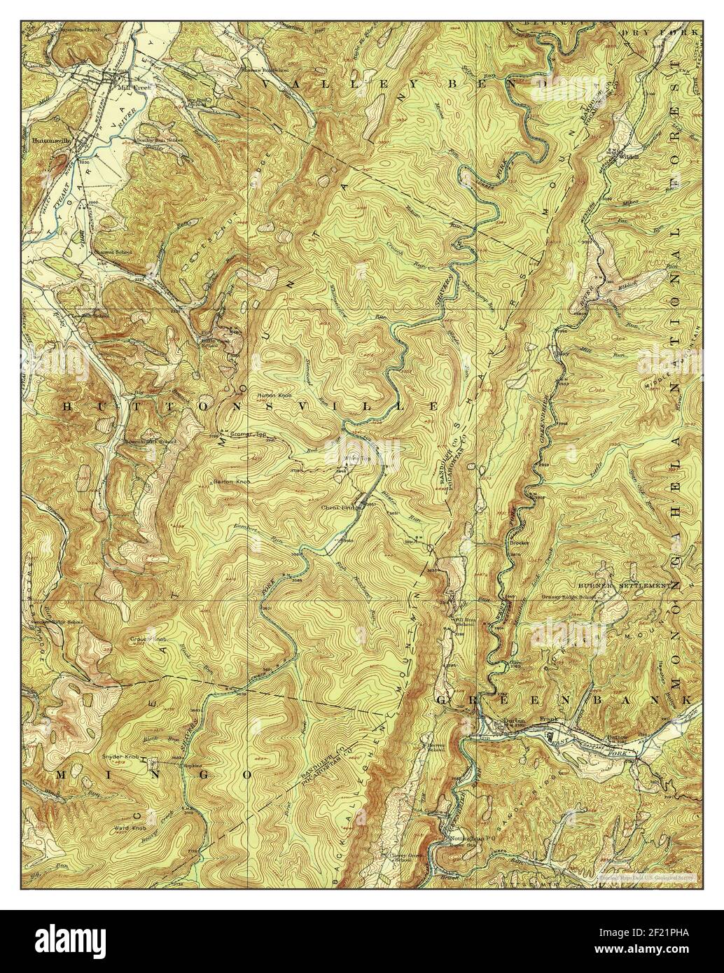 Durbin, West Virginia, map 1924, 1:62500, United States of America by Timeless Maps, data U.S. Geological Survey Stock Photo
