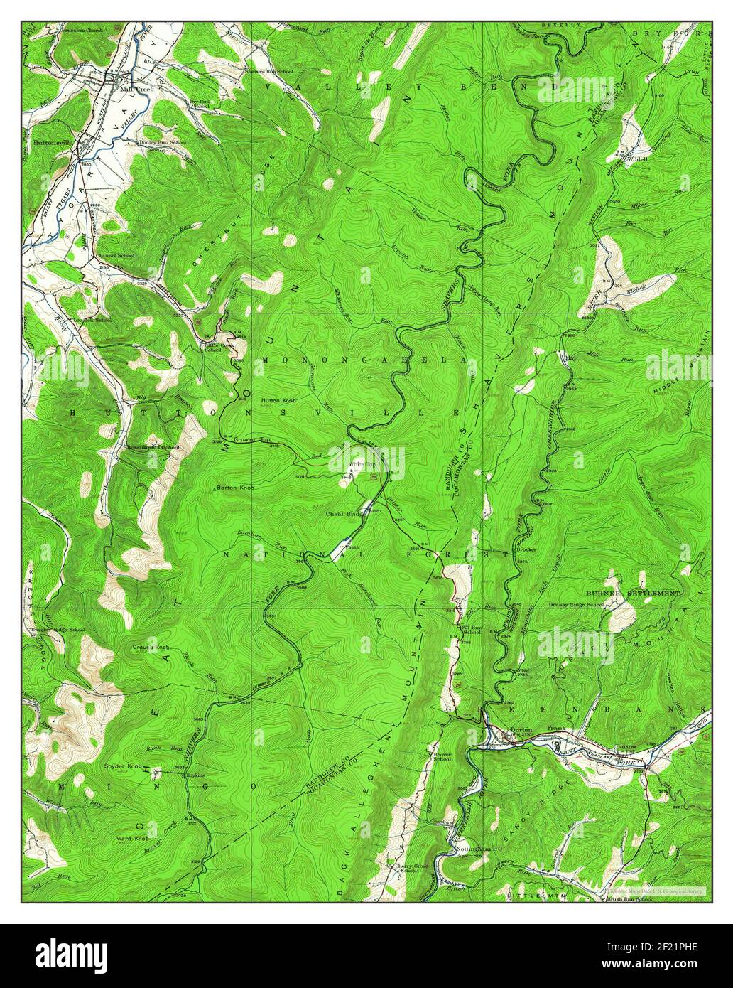 Durbin, West Virginia, map 1922, 1:62500, United States of America by Timeless Maps, data U.S. Geological Survey Stock Photo