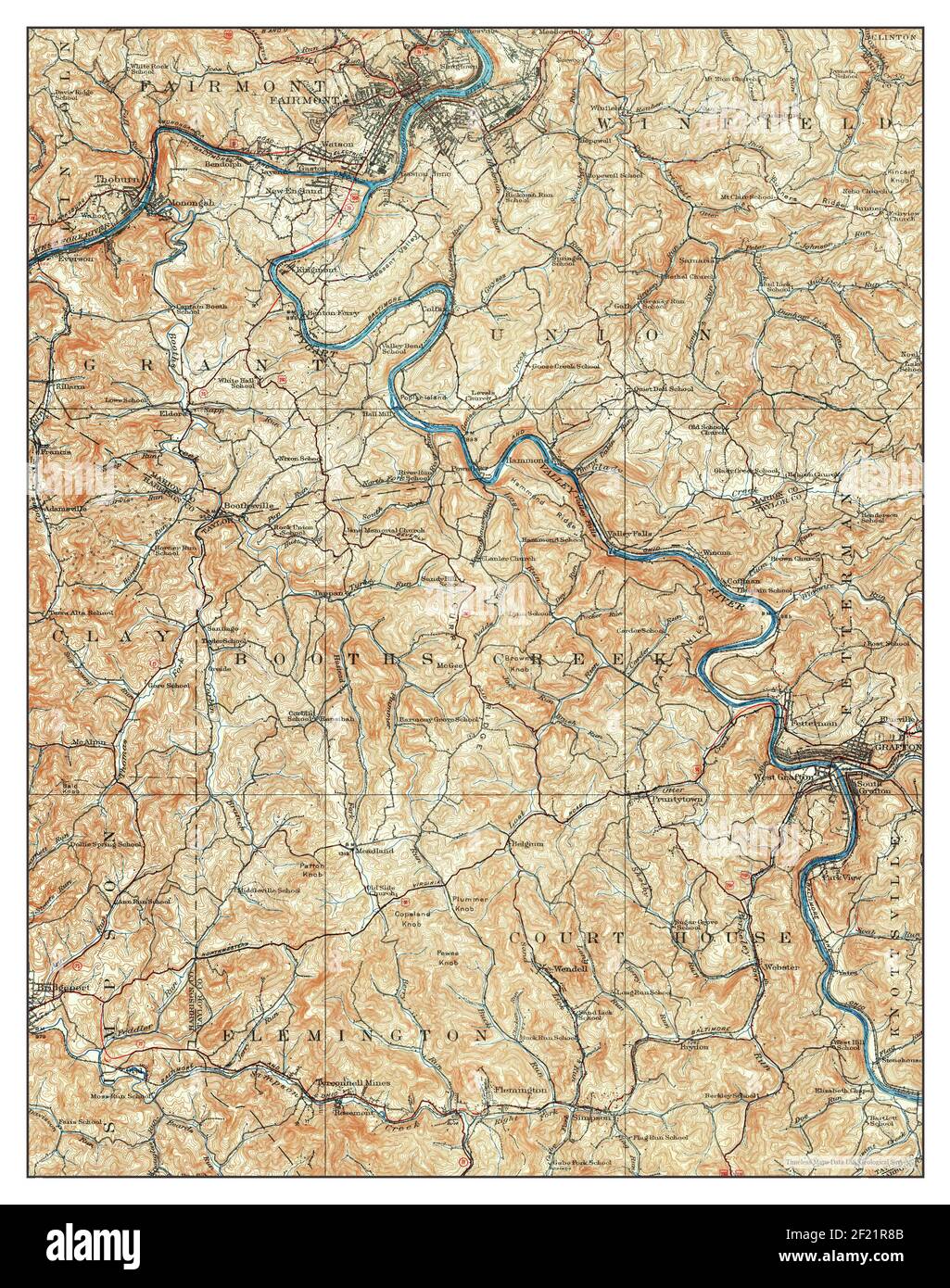 Fairmont, West Virginia, map 1923, 1:62500, United States of America by Timeless Maps, data U.S. Geological Survey Stock Photo